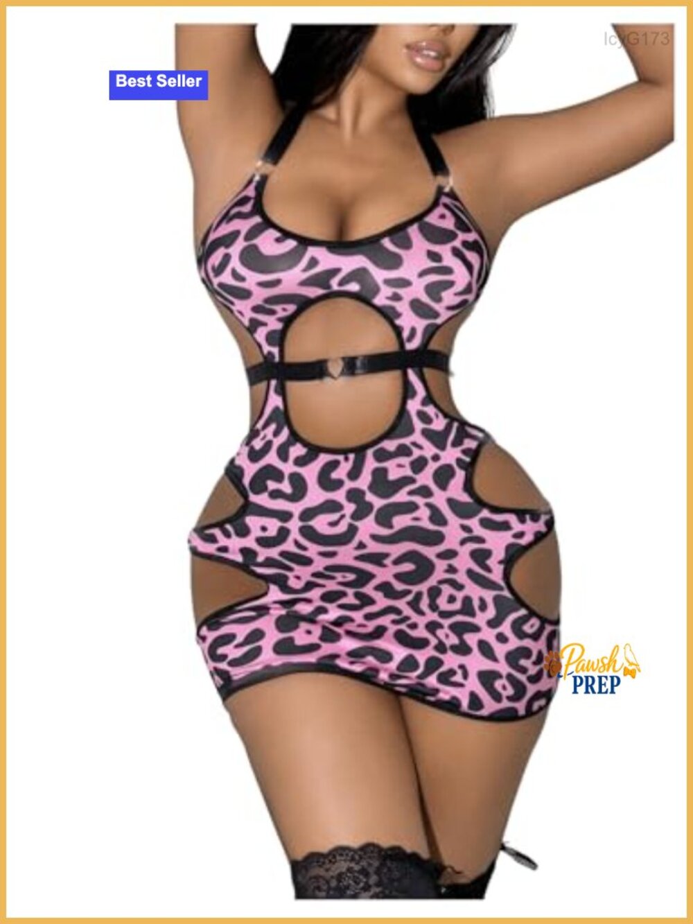 Sexy Leopard Open Back Halter Bodycon Lingerie Dress